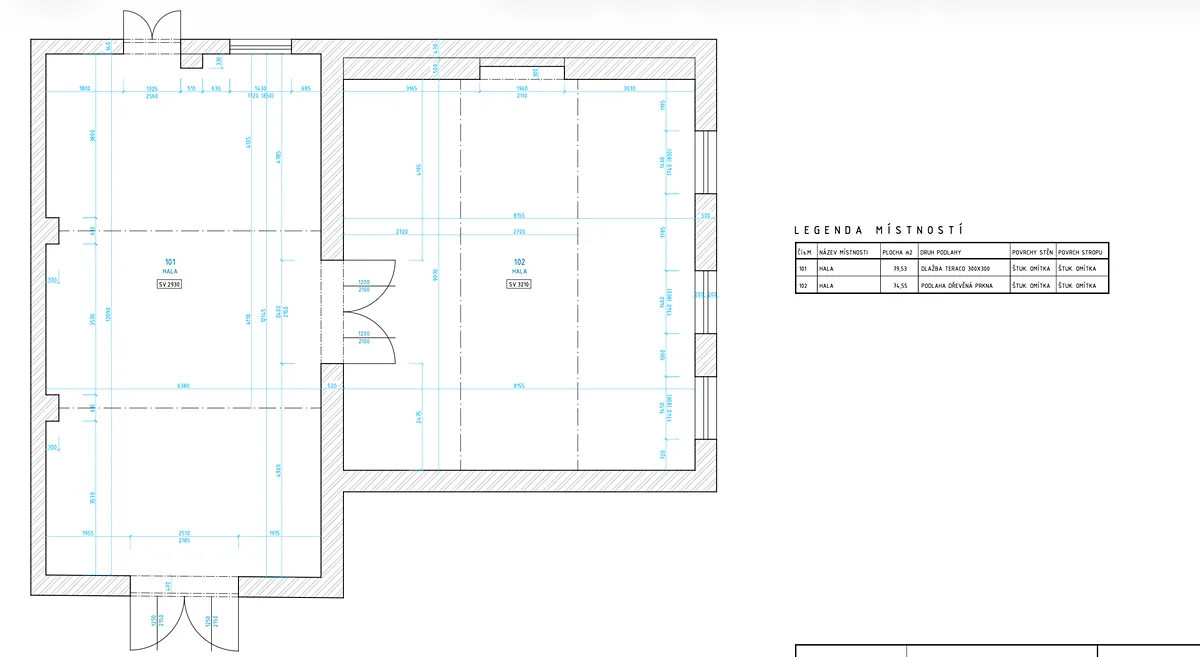Pronájem skladového prostoru 154 m²